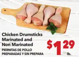 Vallarta Supermarkets Chicken Drumsticks Marinated and Non Marinated / PIERNITAS DE POLLO PREPARADAS Y SIN PREPARA offer