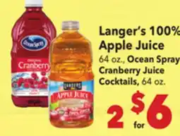 Vallarta Supermarkets Langer's 100% Apple Juice offer