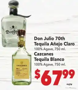 Vallarta Supermarkets Don Julio 70th Tequila Añejo Claro offer