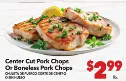 Vallarta Supermarkets Center Cut Pork Chops Or Boneless Pork Chops / CHULETA DE PUERCO CORTE DE CENTRO O SIN HUESO offer