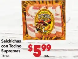 Vallarta Supermarkets Salchichas con Tocino Supremas offer