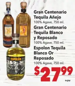 Vallarta Supermarkets Gran Centenario Tequila Añejo offer