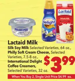 Vallarta Supermarkets Lactaid Milk Silk Soy Milk offer