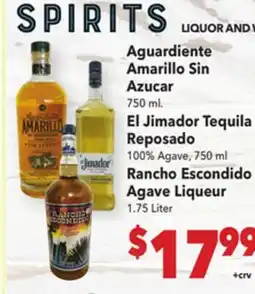 Vallarta Supermarkets Aguardiente Amarillo Sin Azucar Escondido offer