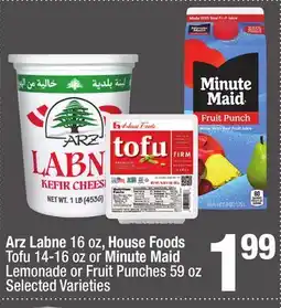 Super King Markets Arz Labne 16 oz, House Foods Tofu 14-16 oz or Minute Maid Lemonade or Fruit Punches 59 oz offer