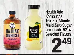 Super King Markets Health Ade Kombucha 16 oz or Minute Maid Zero Sugar Lemonade 52 oz offer