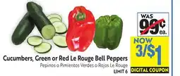 Foodmaxx Cucumbers, Green or Red Le Rouge Bell Peppers offer