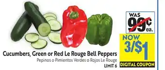 Foodmaxx Cucumbers, Green or Red Le Rouge Bell Peppers offer