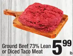Super King Markets Ground Beef 73% Lean or Diced Taco Meat offer