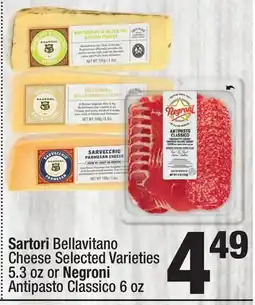 Super King Markets Sartori Bellavitano Cheese Selected Varieties 5.3 oz or Negroni Antipasto Classico 6 oz offer