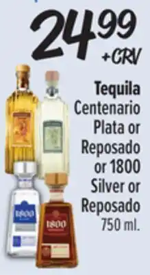 El Super Tequila Centenario Plata or Reposado or 1800 Silver or Reposado offer