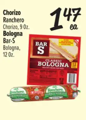 El Super Chorizo Ranchero Chorizo, 9 Oz. Bologna Bar-S Bologna, Oz 12Oz offer