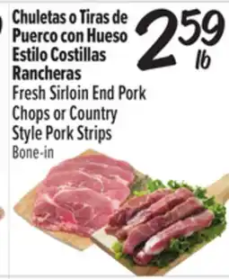 El Super Fresh Sirloin End Pork Chops or Country Style Pork Strips offer
