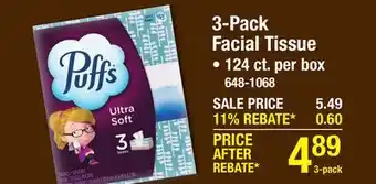 Menards 3-Pack Facial Tissue offer