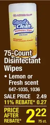Menards 75-Count Disinfectant Wipes offer