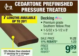 Menards Decking Cedartone Prefinished Pressure Treated offer