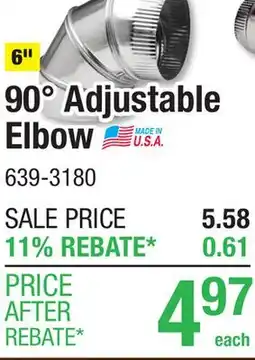 Menards 90° Adjustable Elbow Stock Ductwork offer
