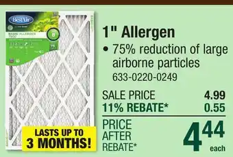 Menards 1 Allergen offer