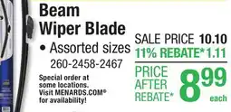 Menards Beam Wiper Blade offer
