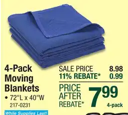 Menards 4-Pack Moving Blankets offer