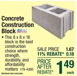 Menards Concrete Construction Block offer