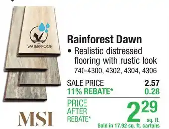Menards Rainforest Dawn offer