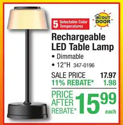 Menards Rechargeable LED Table Lamp offer