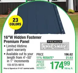 Menards 16W Hidden Fastener Premium Panel offer