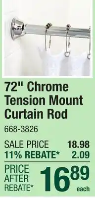 Menards 72 Chrome Tension Mount Curtain Rod offer