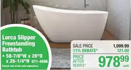 Menards Lorca Slipper Freestanding Bathtub offer