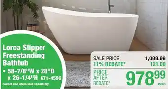 Menards Lorca Slipper Freestanding Bathtub offer