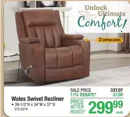 Menards Wales Swivel Recliner offer