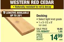 Menards Western Red Cedar offer