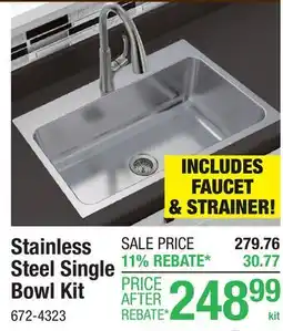 Menards Stainless Steel Single Bowl Kit offer