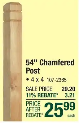 Menards 54 Chamfered Post Western Red Cedar offer