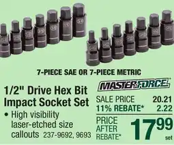 Menards 1/2 Drive Hex Bit Impact Socket Set offer