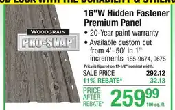 Menards 16W Hidden Fastener Premium Panel offer