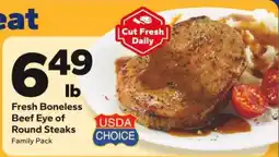 Save a Lot Fresh Boneless Beef Eye of Round Steaks offer