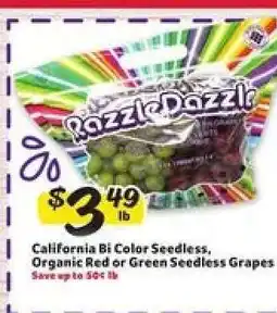 Winn Dixie California Bi Color Seedless, Organic Red or Green Seedless Grapes offer