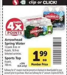 Safeway Arrowhead Spring Water offer