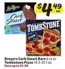 Winn Dixie Breyers Carb Smart Bars or Tombstone Pizza offer