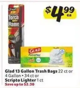 Winn Dixie Glad 13 Gallon Trash Bags or Scripto Lighter offer