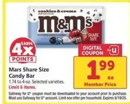 Safeway Mars Share Size Candy Bar offer