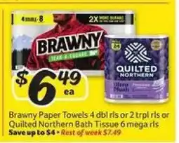 Winn Dixie Brawny paper towels or Quilted Northern bath tissue offer