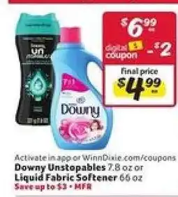 Winn Dixie Downy Unstopables or Liquid Fabric Softener offer