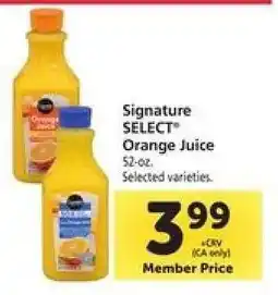 Safeway Signature Select Orange Juice offer