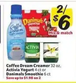 Winn Dixie Coffee Dream Creamer, Activia Yogurt, or Danimals Smoothie offer