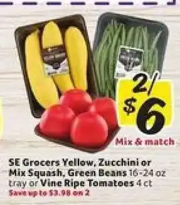 Winn Dixie SE Grocers Yellow, Zucchini or Mix Squash, Green Beans or Vine Ripe Tomatoes offer