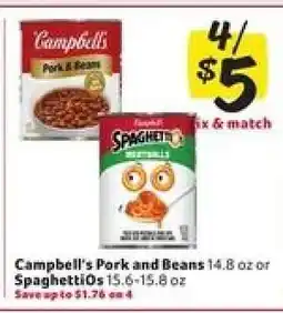 Winn Dixie Campbell's Pork and Beans or SpaghettiOs offer