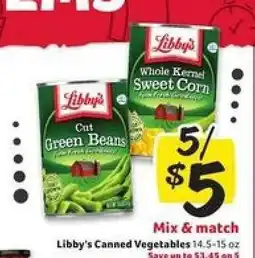 Winn Dixie Libby's Canned Vegetables offer